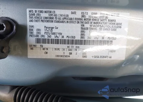 2013 Ford C-Max Hybrid Se z USA, uszkodzony, nr VIN 1FADP5AU1DL533299